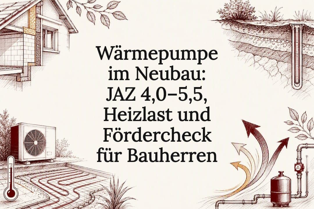 Wärmepumpe im Neubau: JAZ 4,0–5,5, Heizlast und Fördercheck für Bauherren